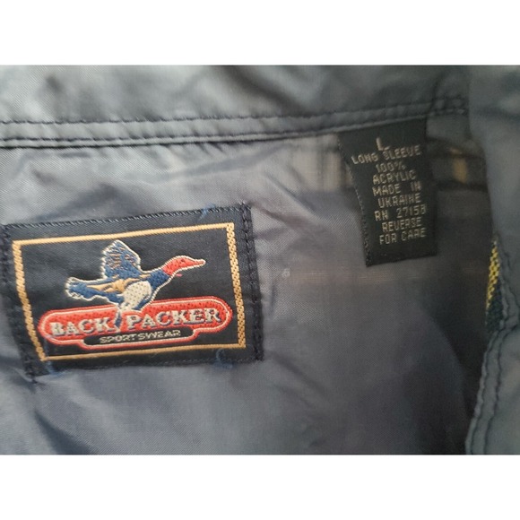 VINTAGE Backpacker Shirt Mens Large Green Flannel Long Sleeve Button Up Hiking - Picture 4 of 7